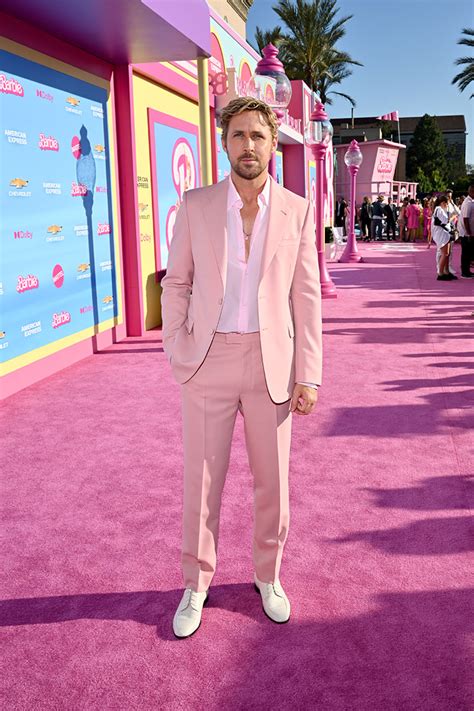 gucci pink suit sitting|Ryan Gosling Wears Sparkle.